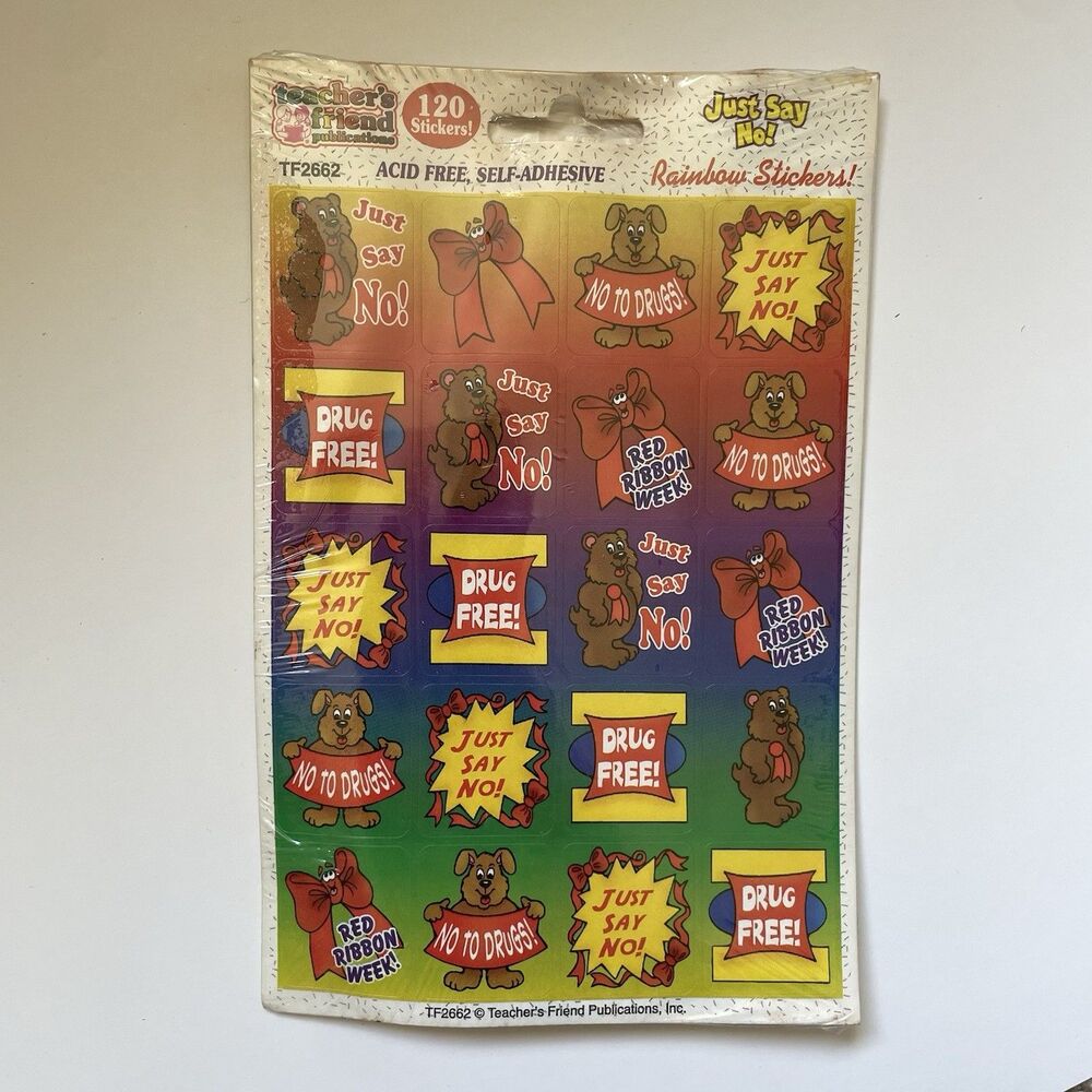 VTG 80’s / 90’s Stickers ‘Just Say No’ Drug Free Red Ribbon Sealed New ‘DARE’